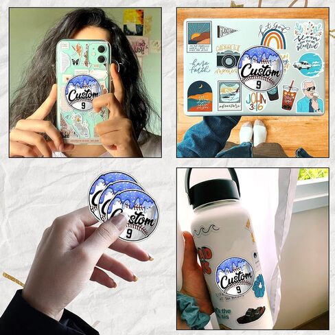 Custom Baseball Softball Bat Knob Sticker Personalized Name Number Decal, Waterproof Vinyl, Durable Sports Equipment Label for Helmet, Laptop, Water Bottle, Baseball Softball Players Team, 1.5-12 Inch in Kuwait