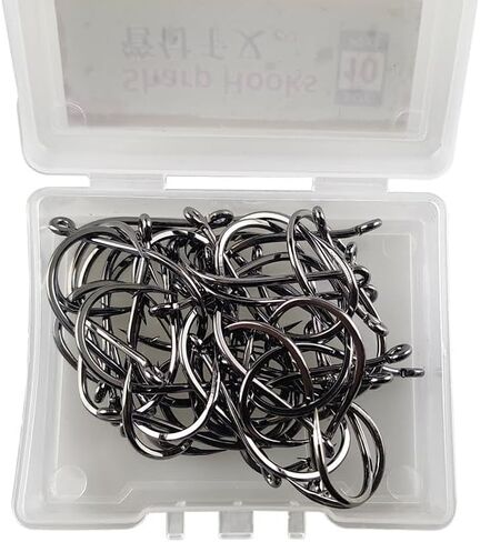 100 High Carbon Steel Fish Hooks with Holes and Barbs, Sharp Hook Tips in Saudi Arabia