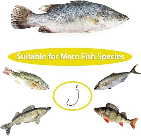 100 High Carbon Steel Fish Hooks with Holes and Barbs, Sharp Hook Tips in Saudi Arabia