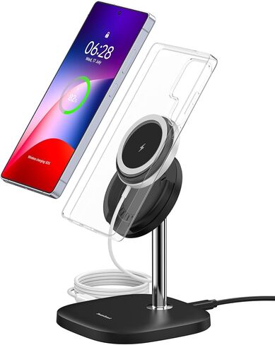 Magnetic Charger Stand for Samsung S25/S24/S23/S22/Z Flip7/Z Flod7 & iPhone Air/17/16/15/14/13/12, Detachable Wireless Charging Station Compatible with MagSafe, SwanScout 506SM in Saudi Arabia