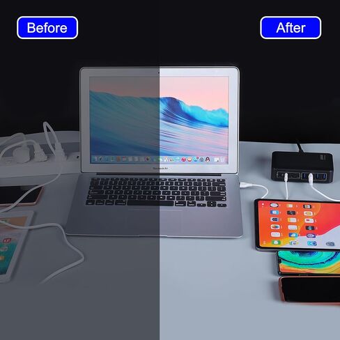 GaN 200W 8-Port USB Fast Charging Station | PD 65W Laptop & Multi-Device Adapter | Compatible with MacBook Pro/Air, iPhone 16/15/14, Galaxy S23/22 (White) in Saudi Arabia