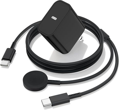 شاحن ساعة ذكية 2 في 1 6FT لساعة Samsung Galaxy Watch Ultra/8/7/6/5/4/3/Active 2/1 (Pro، Classic)& 45W USB-C شاحن فائق السرعة لهاتف Samsung Phone S25 S24 S23 S22، سلك كابل للساعات المغناطيسية in Kuwait