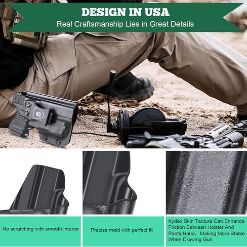 WARRIORLAN متوافق مع حافظة Glock 26 w/TLR-6، IWB Kydex Holster Fit Glock 26/27/28/33 w/TLR6 ضوء ليزر، حافظة حمل مخفية داخل حزام الخصر، Adj. غير قادر والاحتفاظ، اليد اليمنى / اليسرى in Saudi Arabia
