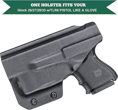 WARRIORLAN متوافق مع حافظة Glock 26 w/TLR-6، IWB Kydex Holster Fit Glock 26/27/28/33 w/TLR6 ضوء ليزر، حافظة حمل مخفية داخل حزام الخصر، Adj. غير قادر والاحتفاظ، اليد اليمنى / اليسرى in Saudi Arabia