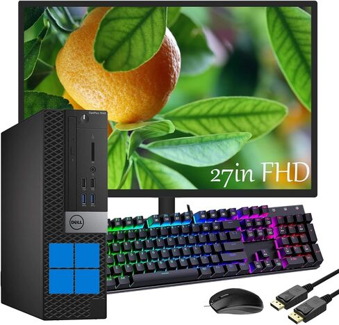 كمبيوتر مكتبي Dell OptiPlex 7040 SFF مع شاشة LCD FHD مقاس 27 بوصة، وكمبيوتر مكتبي 7040 SFF Intel Core i5-6th، وذاكرة وصول عشوائي سعتها 16 جيجابايت، ومحرك أقراص SSD سعة 512 جيجابايت، ولوحة مفاتيح RGB، وWin11 pro (متجدد) in Saudi Arabia