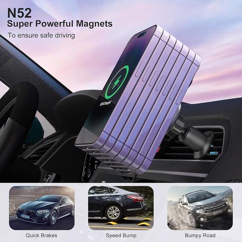 15W for Magsafe Car Mount Charger, Wireless Car Charger Magnetic Air Vent/Dashboard Fast Charging Phone Holder for iPhone 17 16 15 14 13 12 Serie Samsung in Saudi Arabia