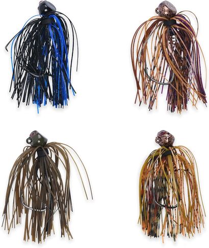 CPR Football Jig, Bass Jigs Weedless Fishing Lures Jigs for Bass Fishing - Crawfish Imitator with Flat Head & 3D Red Eyes, 5/0 Hook, 3/8 Oz - Pack of 4, Made in USA in Saudi Arabia