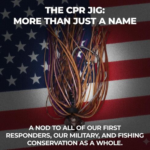 CPR Football Jig, Bass Jigs Weedless Fishing Lures Jigs for Bass Fishing - Crawfish Imitator with Flat Head & 3D Red Eyes, 5/0 Hook, 3/8 Oz - Pack of 4, Made in USA in Saudi Arabia