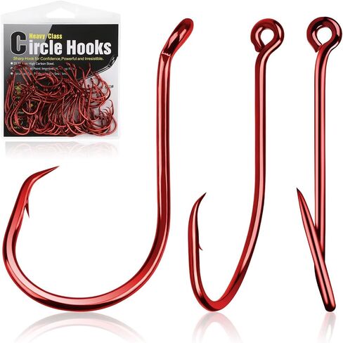 Dovesun Circle Hooks for Catfish 2X Strong 100PCS Catfish Hooks Octopus Circle Hooks Saltwater and Freshwater Black & Red Size 1/0-8/0 in Saudi Arabia