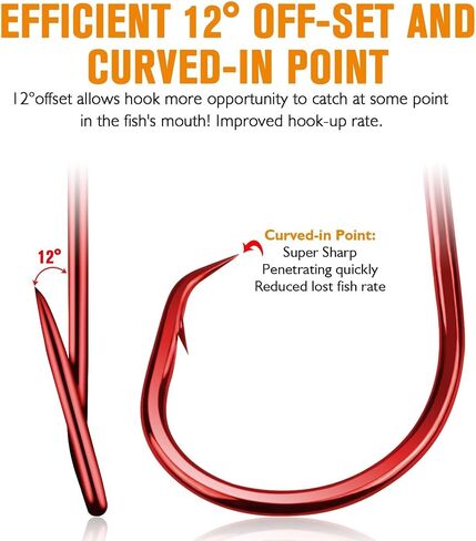 Dovesun Circle Hooks for Catfish 2X Strong 100PCS Catfish Hooks Octopus Circle Hooks Saltwater and Freshwater Black & Red Size 1/0-8/0 in Saudi Arabia