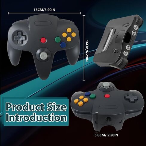 Qblahip 2-Pack Classic Controller for Nintendo 64, Retro Wired Remote Game Pad Joystick Controller for N64 System Video Console (Transparent Red and Transparent Blue) in Saudi Arabia