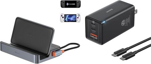 Steam Deck Dock, Baseus 6-in-1 Docking Station for Steam Deck & ROG Ally & Legion Go & USB C Charger, Baseus 65W USB C Wall Charger, 3 Ports Foldable GaN Charger, Fast Charger Block for iPhone in Saudi Arabia