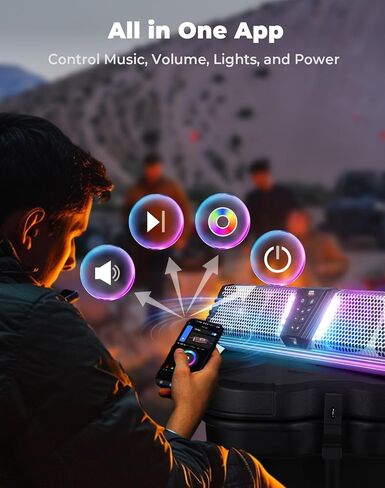 KEMIMOTO 2025 Midnight S80 32-inch UTV Sound Bar, IPX5 Weatherproof Golf Cart Sound Bar, ATV Speaker Bluetooth with RGB, SxS Soundbar Compatible with Polaris RZR Can-Am, Fits/ 1-2 in Roll Bar in Saudi Arabia