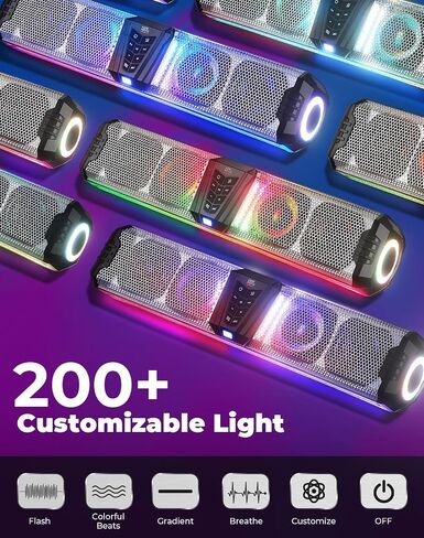 KEMIMOTO 2025 Midnight S80 32-inch UTV Sound Bar, IPX5 Weatherproof Golf Cart Sound Bar, ATV Speaker Bluetooth with RGB, SxS Soundbar Compatible with Polaris RZR Can-Am, Fits/ 1-2 in Roll Bar in Saudi Arabia