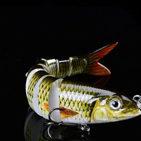 Multi-Jointed Fishing Lure - Realistic Slow Sinking Swimbait for Freshwater and Saltwater Bass and Trout Fishing - Artificial Predator Bait with Hooks in Saudi Arabia