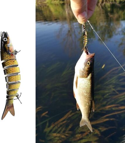 Multi-Jointed Fishing Lure - Realistic Slow Sinking Swimbait for Freshwater and Saltwater Bass and Trout Fishing - Artificial Predator Bait with Hooks in Saudi Arabia