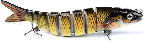 Multi-Jointed Fishing Lure - Realistic Slow Sinking Swimbait for Freshwater and Saltwater Bass and Trout Fishing - Artificial Predator Bait with Hooks in Saudi Arabia