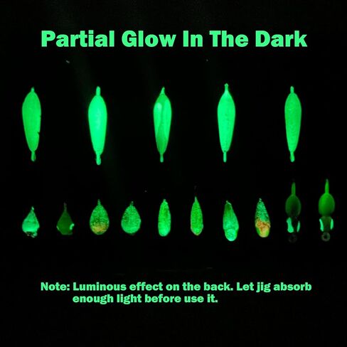 Ice Fishing Jigs Set Ice Fishing Lures Glow in Dark Fishing Jig Heads for Crappie Panfish Walleye Perch Bluegill Pike Ice Fishing 15pcs/16pcs in Saudi Arabia