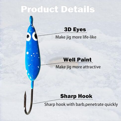 Ice Fishing Jigs Set Ice Fishing Lures Glow in Dark Fishing Jig Heads for Crappie Panfish Walleye Perch Bluegill Pike Ice Fishing 15pcs/16pcs in Saudi Arabia