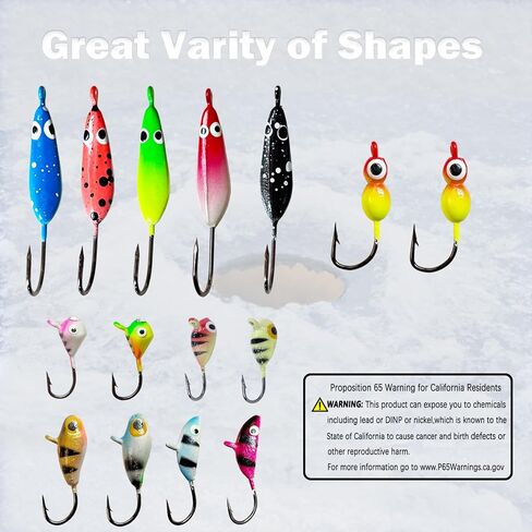 Ice Fishing Jigs Set Ice Fishing Lures Glow in Dark Fishing Jig Heads for Crappie Panfish Walleye Perch Bluegill Pike Ice Fishing 15pcs/16pcs in Saudi Arabia