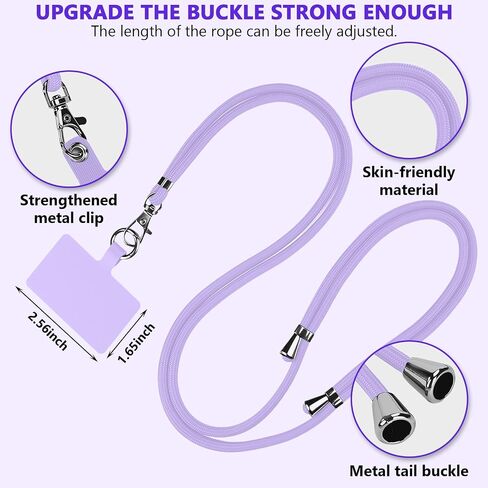Universal Crossbody Phone Lanyard Adjustable Nylon Strap with Patch Hands-Free Phone Holder for Travel Hiking and Daily Use in Saudi Arabia