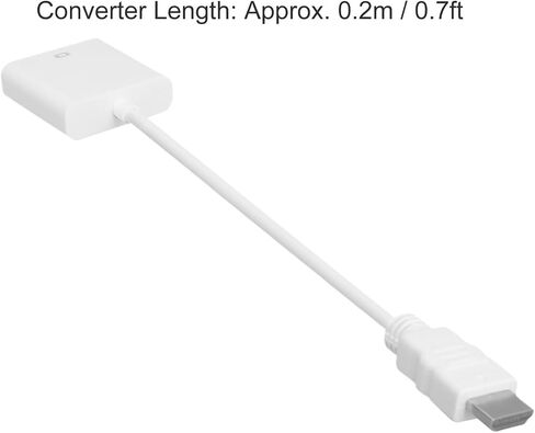 Keenso HD Multimedia Interface to VGA Adapter Converter Cable, Powerful HighDefinition Image Quality for Desktop Laptop Monitor, Durable ABSTransfer Material, for Work and Life Convenience (White) in Saudi Arabia