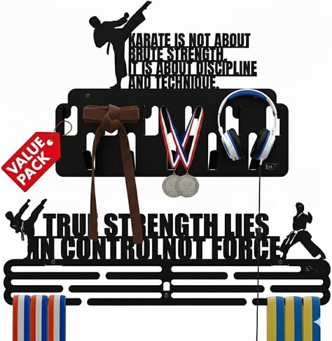 Triathlon Medal Hanger Display Rack Set of 2 - Premium Steel Wall Mount for Triathletes - Organize Medals, Ribbons & Trophies in Saudi Arabia