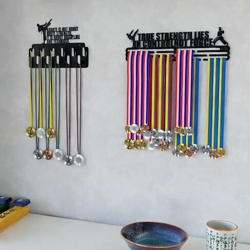 Triathlon Medal Hanger Display Rack Set of 2 - Premium Steel Wall Mount for Triathletes - Organize Medals, Ribbons & Trophies in Saudi Arabia
