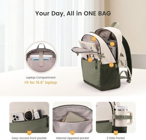 LOVEVOOK Everyday Backpack for Women, Chic Versatile Backpack with Water Bottle Pocket, Lightweight Waterproof Casual Daypack for City Work Commute, College, Travel & Gifts, Black in Saudi Arabia