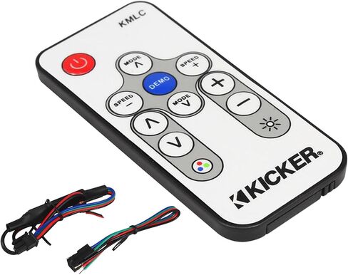 زوجان (الكمية 4) من مكبرات الصوت البرجية Kicker 51KMTCXL8 مقاس 8 بوصة بقدرة 500 وات متعددة الألوان LED ذات القرن البحري (HLCD) (أسود) مع جهاز تحكم عن بعد LED in Kuwait