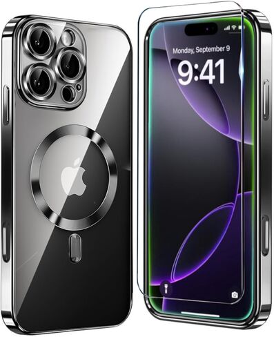 حافظة Astter لهاتف iPhone 17 Pro Max شفافة، حافظة مغناطيسية لهاتف iPhone 17 ProMax مع واقي شاشة [غير صفراء] مقاومة للصدمات متوافقة مع حافظة الهاتف النحيفة MagSafe لهاتف 17 Pro Max - شفافة in Kuwait