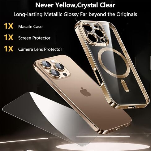 حافظة Astter لهاتف iPhone 17 Pro Max شفافة، حافظة مغناطيسية لهاتف iPhone 17 ProMax مع واقي شاشة [غير صفراء] مقاومة للصدمات متوافقة مع حافظة الهاتف النحيفة MagSafe لهاتف 17 Pro Max - شفافة in Kuwait