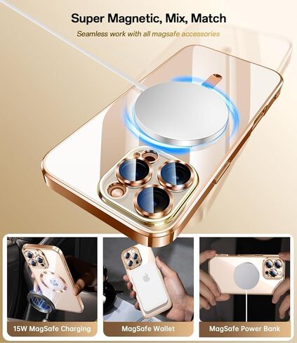 حافظة Astter لهاتف iPhone 17 Pro Max شفافة، حافظة مغناطيسية لهاتف iPhone 17 ProMax مع واقي شاشة [غير صفراء] مقاومة للصدمات متوافقة مع حافظة الهاتف النحيفة MagSafe لهاتف 17 Pro Max - شفافة in Kuwait