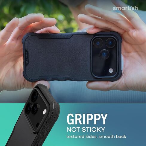 حافظة Smartish® iPhone 17 Pro MagSafe - حافظة مغناطيسية واقية Gripzilla [قوية + متينة] غطاء مدرع عالي التحمل مع حماية تم اختبارها من السقوط لهاتف Apple iPhone 17 Pro - ربطة عنق سوداء in Kuwait