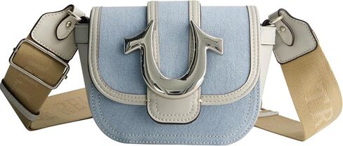 حقيبة Crossbody الحقيقية الدين ، حقيبة يد مصغرة من الجلد المصنفة مع حزام كتف قابل للتعديل ، بيج ، مقاس واحد in Saudi Arabia