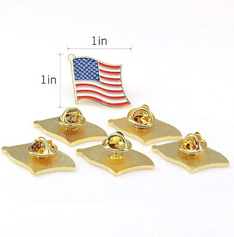 American Flag Pin 10 PACK -The Stars and Stripes US Flag Lapel Pin - Solid Metal Flag Lapel Pin- Exquisite Gold Toned US Flag Pin(10 Pack Waved) in Kuwait