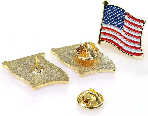 American Flag Pin 10 PACK -The Stars and Stripes US Flag Lapel Pin - Solid Metal Flag Lapel Pin- Exquisite Gold Toned US Flag Pin(10 Pack Waved) in Kuwait