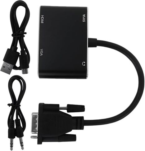 New 2 in 1 VGA to HDMI+VGA Adapter 1080P Full HD Video Audio Converter Compatible for Widows 7/8/8.1/10/11/11 pro, with 3.5mm Audio Port, Fully Plug & Play in Saudi Arabia