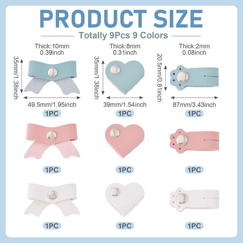 9pcs PU Leather Cord Organizer Heart Paw Print Bowknot Cable Straps Lovely Portable Earphone USB Cord Holder Wire Management for Travel Home Office in Saudi Arabia