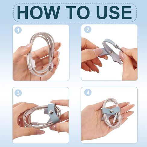 9pcs PU Leather Cord Organizer Heart Paw Print Bowknot Cable Straps Lovely Portable Earphone USB Cord Holder Wire Management for Travel Home Office in Saudi Arabia