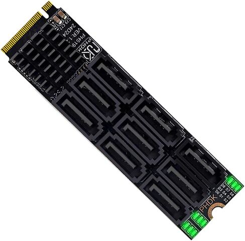 NVME M-Key PCI Express M.2 NGFF to 9 Ports SATA 3.0 6Gbps Adapter Converter Hard Drive Extension Card 2280 for NAS Computer (9-Ports) in Saudi Arabia
