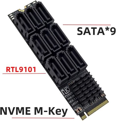 NVME M-Key PCI Express NGFF to SATA 3.0 6Gbps 8 Ports Adapter Converter Hard Drive Extension Card 2280 in Saudi Arabia