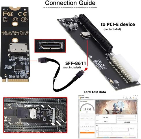 Adapter 2280 PCI-E4.0 M.2 M-Key NVME to Oculink SFF-8612 SFF-8611 Host Adapter with Linear Redriver for U.2 SSD eGPU Over Long Cable Lengths in Saudi Arabia