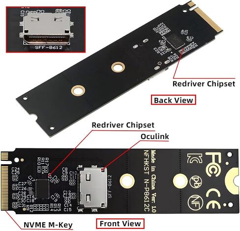 Adapter 2280 PCI-E4.0 M.2 M-Key NVME to Oculink SFF-8612 SFF-8611 Host Adapter with Linear Redriver for U.2 SSD eGPU Over Long Cable Lengths in Saudi Arabia