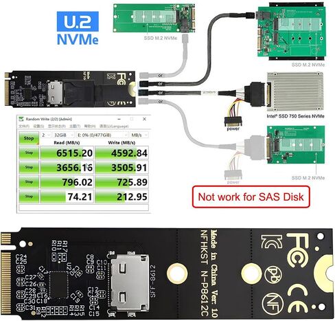 Adapter 2280 PCI-E4.0 M.2 M-Key NVME to Oculink SFF-8612 SFF-8611 Host Adapter with Linear Redriver for U.2 SSD eGPU Over Long Cable Lengths in Saudi Arabia