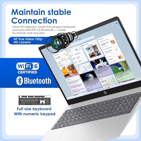 كمبيوتر محمول HP جديد بشاشة لمس FHD مقاس 15.6 بوصة موديل 2025/2026، وحدة المعالجة المركزية Intel Core i3 القوية من الجيل الثالث عشر (8 النواة)، ذاكرة الوصول العشوائي 16 جيجابايت، 256 جيجابايت SSD، USB-C، HDMI، Windows 11، Microsoft Office، Moonlight Blue، in Saudi Arabia