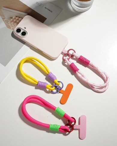 Cell Phone Lanyard 2 Pack-1× Adjustable Neck Strap,1× Wrist Strap,2× Tabs,Universal Crossbody,Multifuctional Compatible with Most Smartphones - Rose in Saudi Arabia