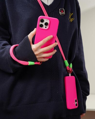 Cell Phone Lanyard 2 Pack-1× Adjustable Neck Strap,1× Wrist Strap,2× Tabs,Universal Crossbody,Multifuctional Compatible with Most Smartphones - Rose in Saudi Arabia