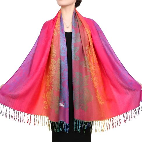 Neelamvar الزهور الملونة الجاكار القطن الباشمينا المرأة التفاف شال شرابات الأوشحة in Kuwait