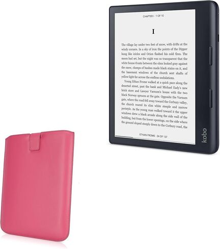 حافظة BoxWave متوافقة مع Kobo Sage - حقيبة جلدية من Designio، حقيبة جيب مبطنة من الجلد الطبيعي - مرجاني in Saudi Arabia